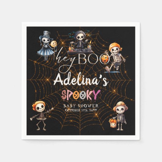 Serviette En Papier Baby shower Costume Halloween Boo Skeletons Éffray (Devant)