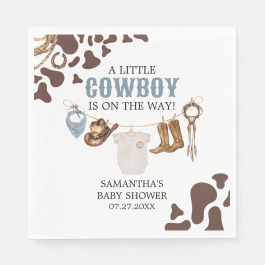 Serviette En Papier Baby shower Cowboy (Devant)