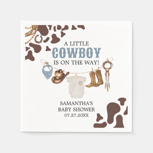 Serviette En Papier Baby shower Cowboy (Devant)