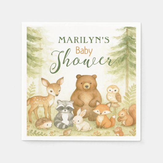 Serviette En Papier Baby Shower Cute Baby Animals (Devant)