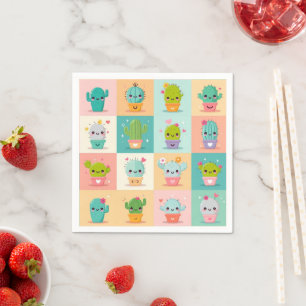 Serviette En Papier Baby shower Cute Cactus Kawaii