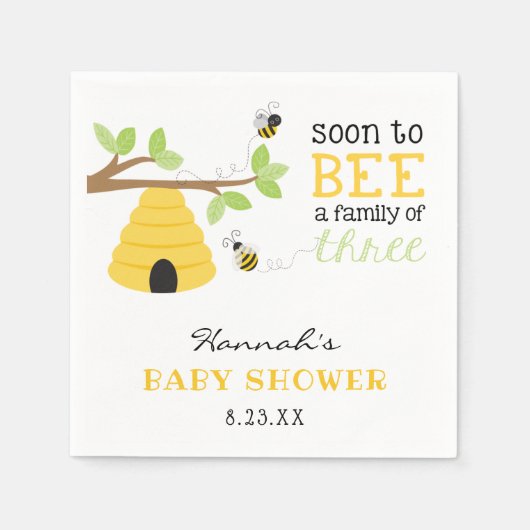 Serviette En Papier Baby shower d'abeilles (Devant)