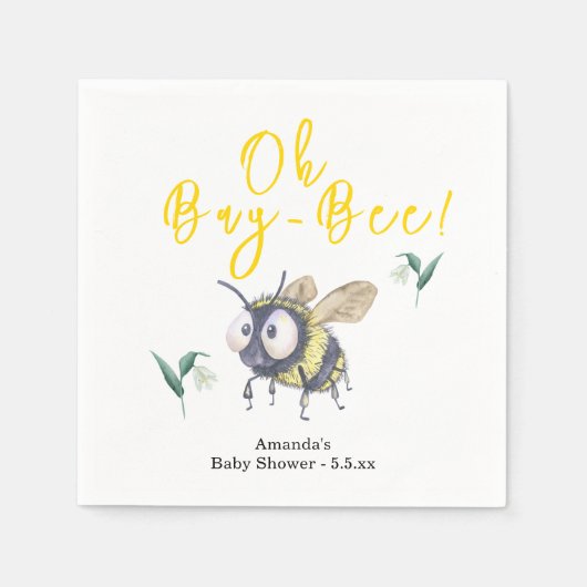 Serviette En Papier Baby shower d'abeilles miel (Devant)