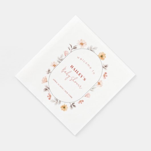 Serviette En Papier Baby shower d'accueil Fleur sauvage Boho simple (Coin)