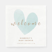 Serviette En Papier Baby shower d'accueil Mint Green Simple Heart (Devant)