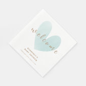 Serviette En Papier Baby shower d'accueil Mint Green Simple Heart (Coin)