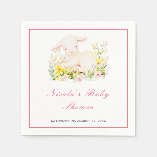 Serviette En Papier Baby shower d'agneau de printemps (Devant)