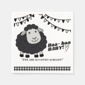 Serviette En Papier Baby shower d'agneau noir Kawaii (Devant)