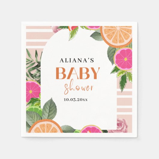 Serviette En Papier Baby shower d'agrumes tropicaux Aquarelle Napkin (Devant)