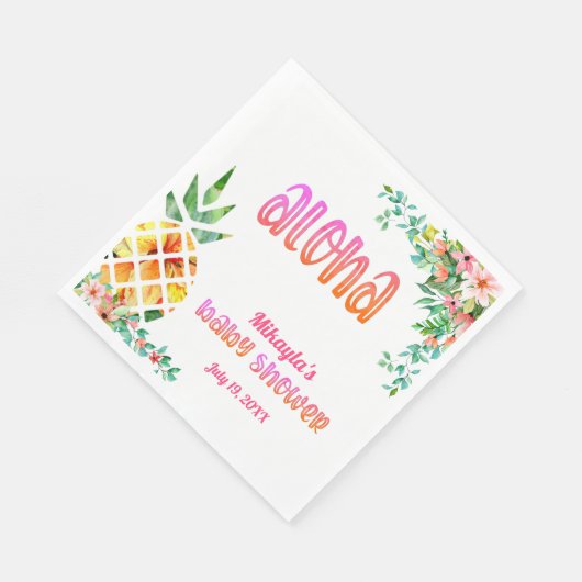 Serviette En Papier Baby shower d'Aloha floral d'ananas tropicale (Coin)