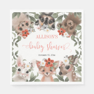 Serviette En Papier Baby shower d'amis de la forêt