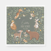 Serviette En Papier Baby shower d'amis de la forêt (Devant)