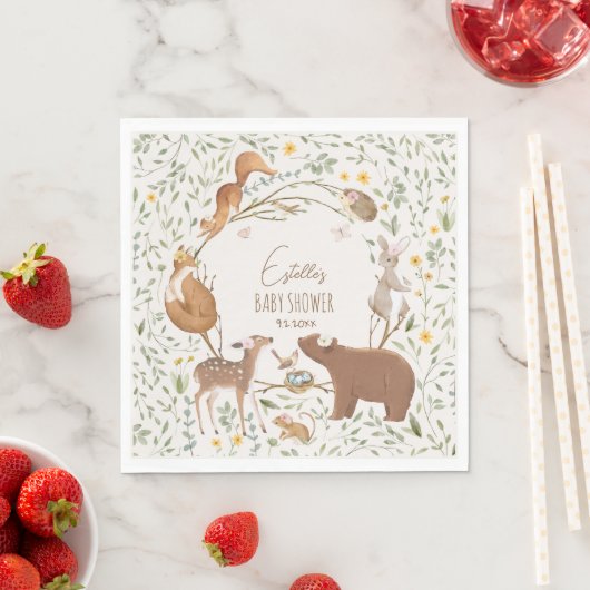 Serviette En Papier Baby shower d'amis de la forêt (En situation)