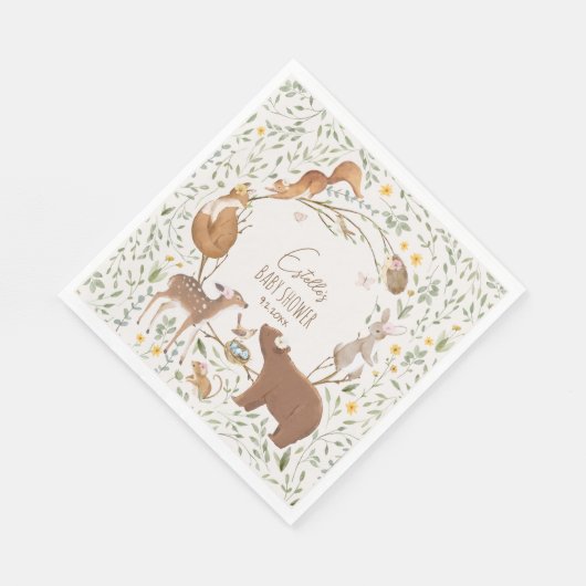 Serviette En Papier Baby shower d'amis de la forêt (Coin)