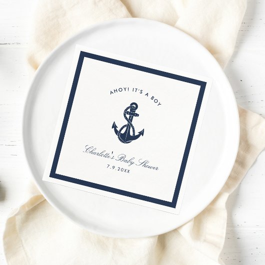 Serviette En Papier Baby shower d'Ancre bleu marine