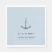 Serviette En Papier Baby shower d'Ancre Nautique Élégant Bleu Clair (Devant)