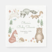 Serviette En Papier Baby shower d'animaux de bois mignons (Devant)