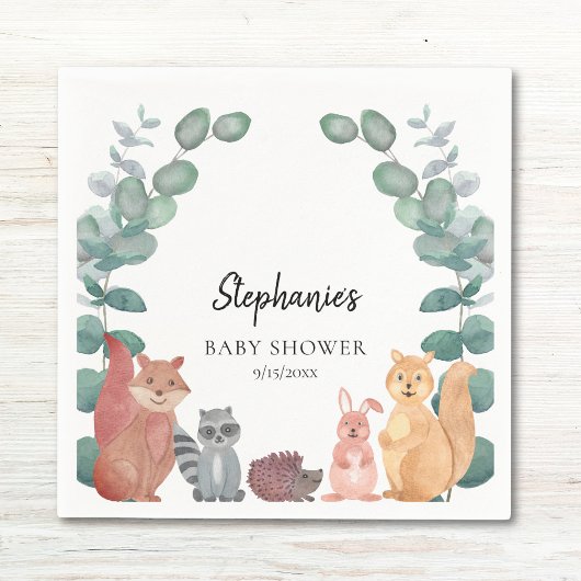 Serviette En Papier Baby shower d'animaux de bois mignons