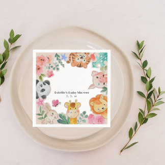 Serviette En Papier Baby shower d'animaux de bois mignons