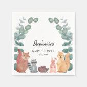 Serviette En Papier Baby shower d'animaux de bois mignons (Devant)