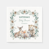 Serviette En Papier Baby shower d'animaux de bois rustique d'hiver (Devant)