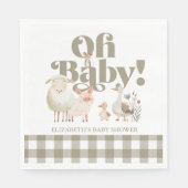 Serviette En Papier Baby shower d'animaux de ferme pour bébés neutres  (Devant)