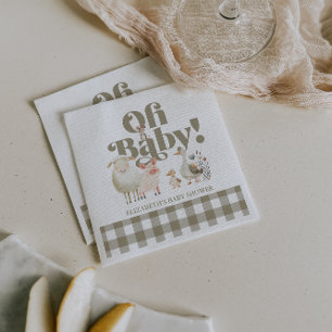 Serviette En Papier Baby shower d'animaux de ferme pour bébés neutres