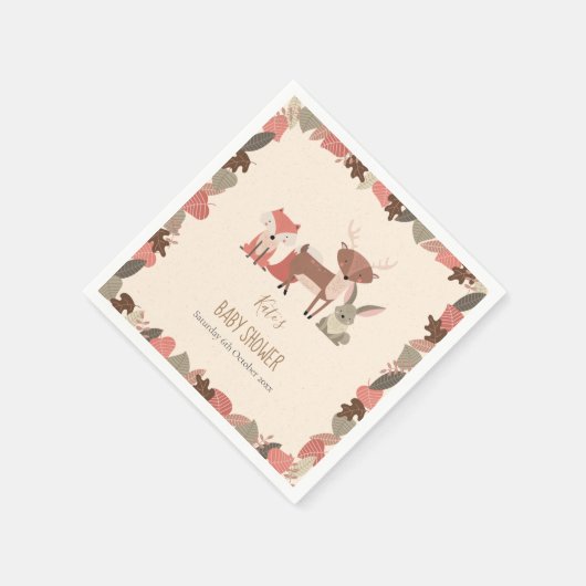 Serviette En Papier Baby shower d'animaux en bois mignon / Saupoudrer (Coin)