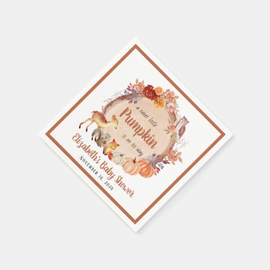 Serviette En Papier Baby shower d'animaux en terre cuite Citrouille (Coin)
