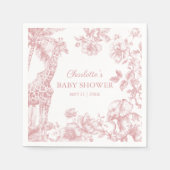 Serviette En Papier Baby shower d'animaux Safari Toile de Jouy (Devant)
