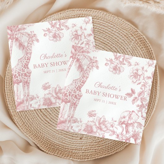 Serviette En Papier Baby shower d'animaux Safari Toile de Jouy