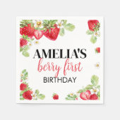 Serviette En Papier Baby shower d'anniversaire de fraises (Devant)