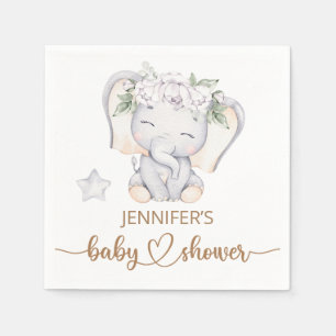 Serviette En Papier Baby shower d'aquarelle bébé éléphant