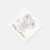 Serviette En Papier Baby shower d'aquarelle bébé éléphant (Coin)