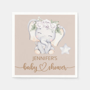 Serviette En Papier Baby shower d'aquarelle bébé éléphant