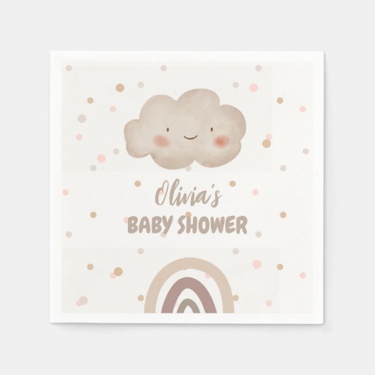 Serviette En Papier Baby shower d'aquarelle beige (Devant)