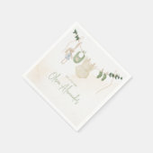 Serviette En Papier Baby shower d'aquarelle blanc et beige (Coin)