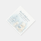 Serviette En Papier Baby shower d'aquarelle bleu d'ours polaire d'hive (Coin)