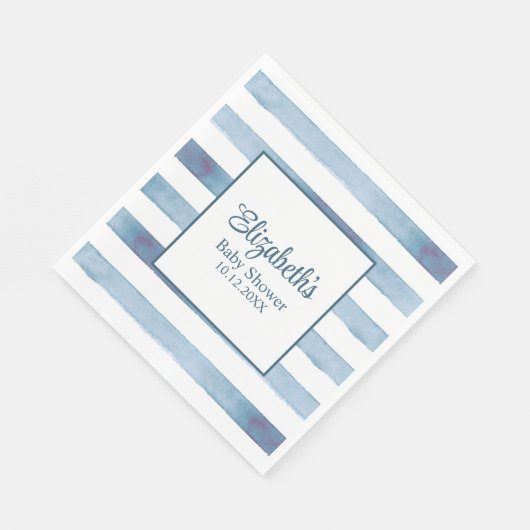 Serviette En Papier Baby shower d'aquarelle bleu marine (Coin)