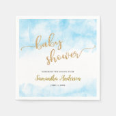 Serviette En Papier Baby shower d'aquarelle bleu Parties scintillant o (Devant)