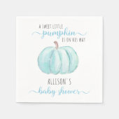 Serviette En Papier Baby shower d'aquarelle bleu petit Citrouille (Devant)