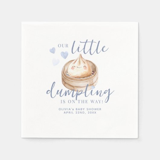 Serviette En Papier Baby shower d'aquarelle bleu petit Dumpling Napkin (Devant)