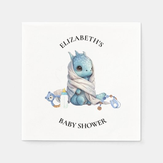 Serviette En Papier Baby shower d'aquarelle Blue Dragon (Devant)