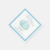 Serviette En Papier Baby shower d'aquarelle Blue Sweet Little Citrouil (Coin)