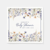Serviette En Papier Baby shower d'aquarelle Boho Fleur sauvage bleu (Devant)