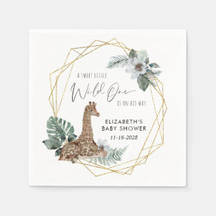 Serviette En Papier Baby shower d'aquarelle Boho Giraffe