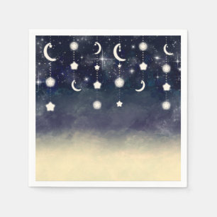Serviette En Papier Baby shower d'aquarelle céleste de l'étoile lune