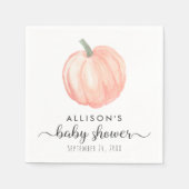 Serviette En Papier Baby shower d'aquarelle Citrouille orange minimal (Devant)