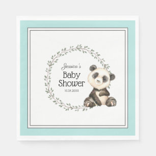 Serviette En Papier Baby shower d'aquarelle Cute Panda Bear