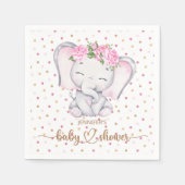 Serviette En Papier Baby shower d'aquarelle de fille Eléphant (Devant)